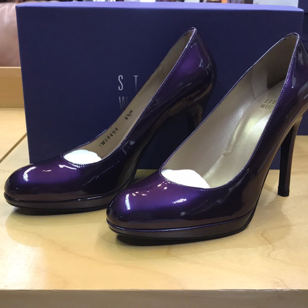 Stuart Weitzman Grape Dore Patent Heels